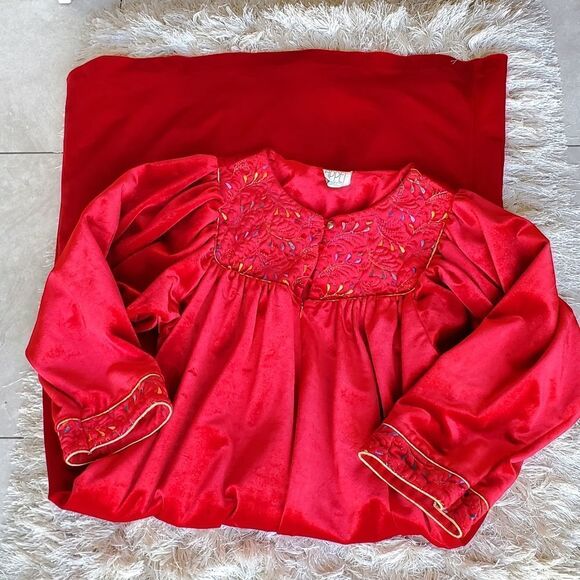 Vtg. Appel Fleece Zip Front Robe Housecoat Embroidered Floral Details M - Picture 8 of 8